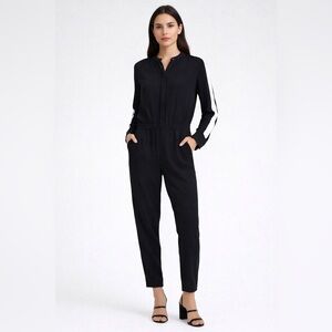 A.L.C. Womens 2 Black Long Sleeve Utility Jumpsuit Minimalist Quiet Luxury Chic